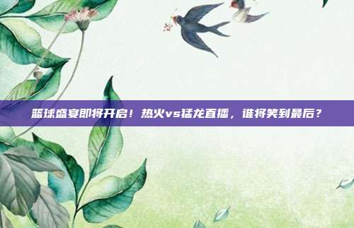 篮球盛宴即将开启！热火vs猛龙直播，谁将笑到最后？