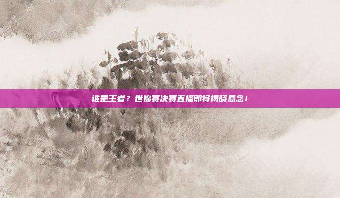 谁是王者？世锦赛决赛直播即将揭晓悬念！