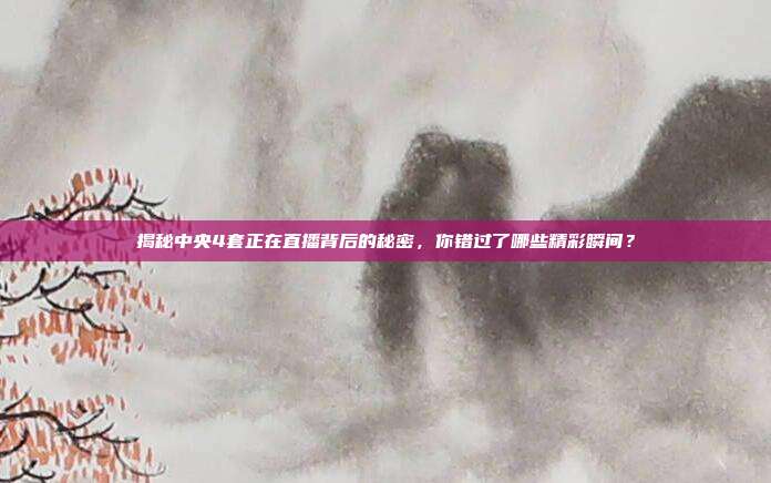 揭秘中央4套正在直播背后的秘密，你错过了哪些精彩瞬间？