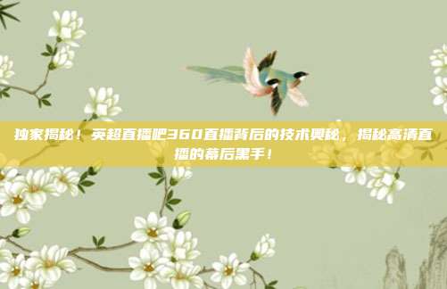 独家揭秘！英超直播吧360直播背后的技术奥秘，揭秘高清直播的幕后黑手！