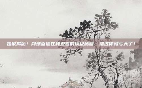 独家揭秘！网球直播在线观看的顶级秘籍，错过你就亏大了！