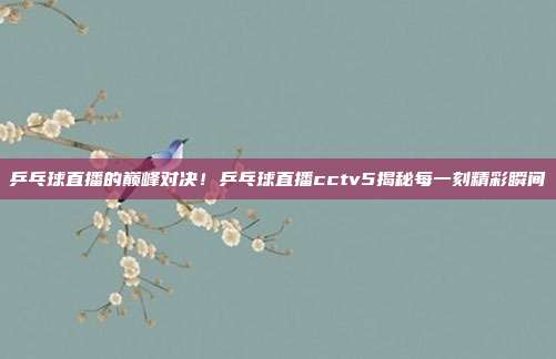 乒乓球直播的巅峰对决！乒乓球直播cctv5揭秘每一刻精彩瞬间