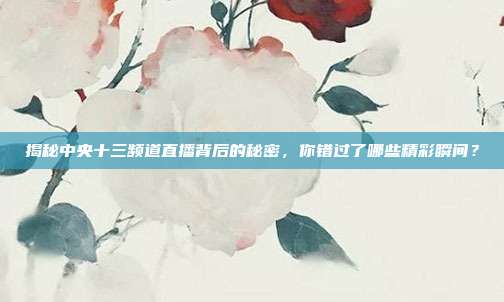 揭秘中央十三频道直播背后的秘密，你错过了哪些精彩瞬间？