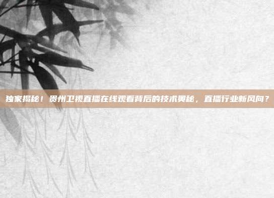 独家揭秘！贵州卫视直播在线观看背后的技术奥秘，直播行业新风向？