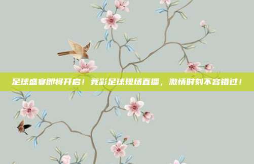 足球盛宴即将开启！竞彩足球现场直播，激情时刻不容错过！
