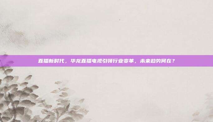 直播新时代，华龙直播电视引领行业变革，未来趋势何在？