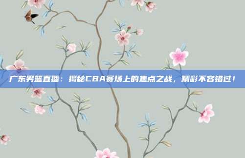 广东男篮直播：揭秘CBA赛场上的焦点之战，精彩不容错过！