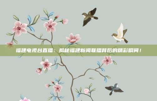福建电视台直播：揭秘福建新闻联播背后的精彩瞬间！