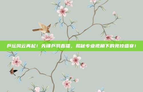 乒坛风云再起！先锋乒羽直播，揭秘专业视角下的竞技盛宴！