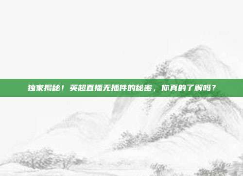 独家揭秘！英超直播无插件的秘密，你真的了解吗？