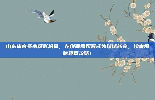 山东体育赛事精彩纷呈，在线直播观看成为球迷新宠，独家揭秘观看攻略！