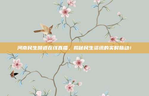 河南民生频道在线直播，揭秘民生资讯的实时脉动！