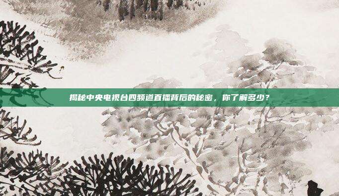 揭秘中央电视台四频道直播背后的秘密，你了解多少？